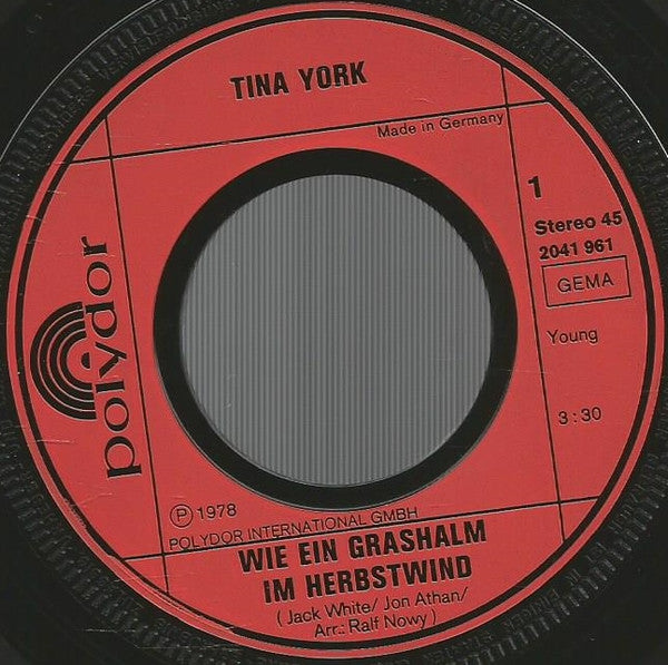 Tina York : Wie Ein Grashalm Im Herbstwind (7", Single)