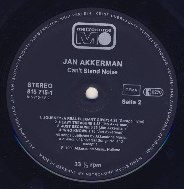 Jan Akkerman : Can't Stand Noise (LP, Album)