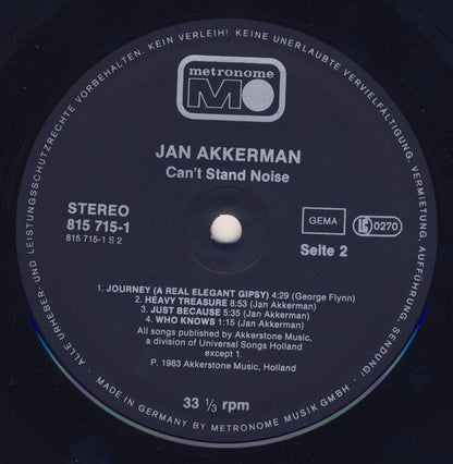 Jan Akkerman : Can't Stand Noise (LP, Album)