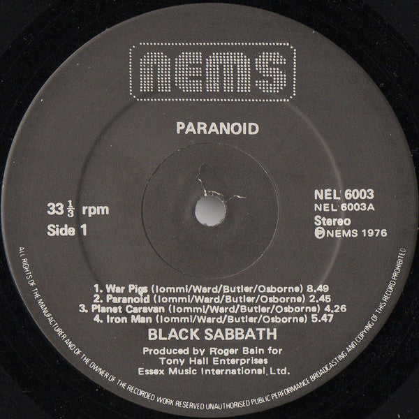Black Sabbath : Paranoid (LP, Album, RE)
