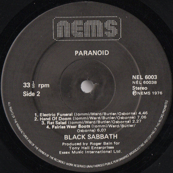 Black Sabbath : Paranoid (LP, Album, RE)