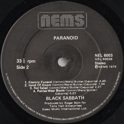 Black Sabbath : Paranoid (LP, Album, RE)