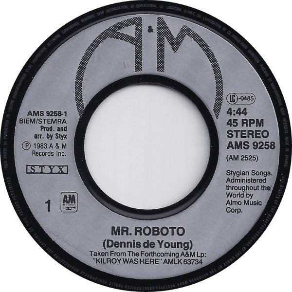 Styx : Mr. Roboto (7", Single, Sil)