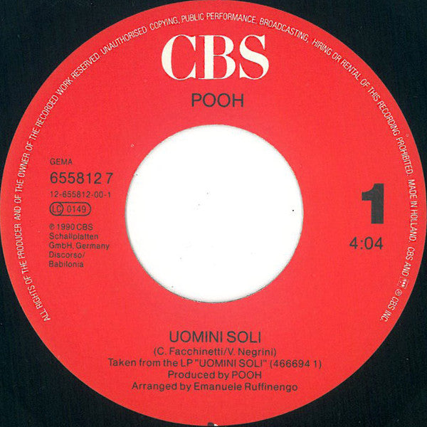 Pooh : Uomini Soli (7", Single)