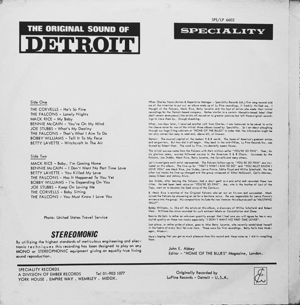 Various : The Original Sound Of Detroit (LP, Comp, Ste)