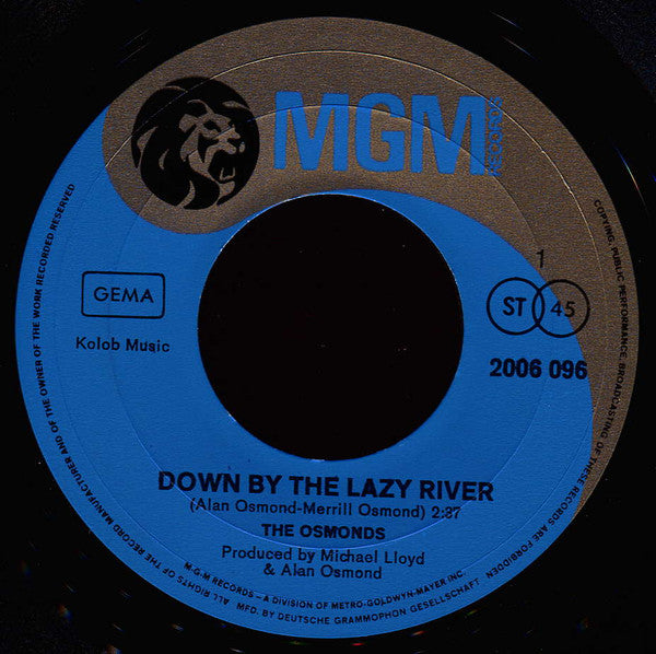 The Osmonds : Down By The Lazy River (7", Single)