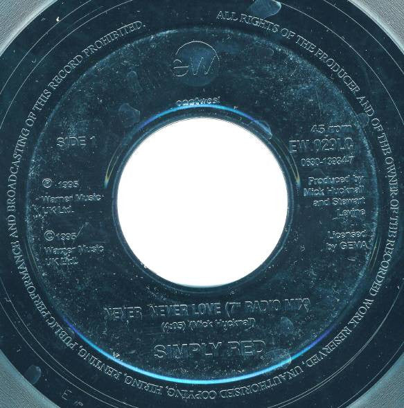 Simply Red : Never Never Love (7", Jukebox)