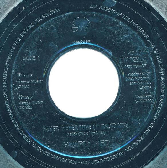Simply Red : Never Never Love (7", Jukebox)