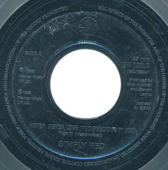 Simply Red : Never Never Love (7", Jukebox)