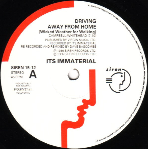 It's Immaterial : Driving Away From Home (Wicked Weather For Walking) (12")