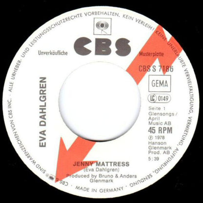 Eva Dahlgren : Jenny Mattress (7", Single, Promo)