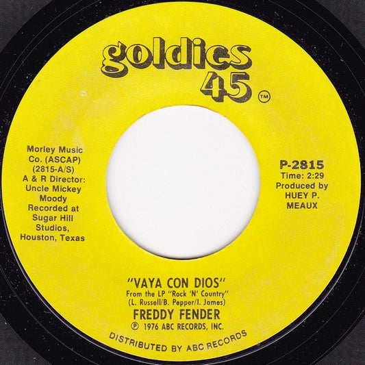 Freddy Fender (2) : Vaya Con Dios / Sugar Coated Love (7", Single, RE)