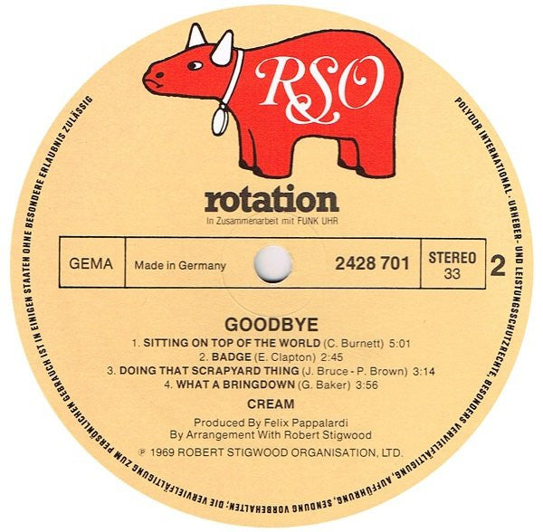 Cream (2) : Goodbye (LP, Album, RP)