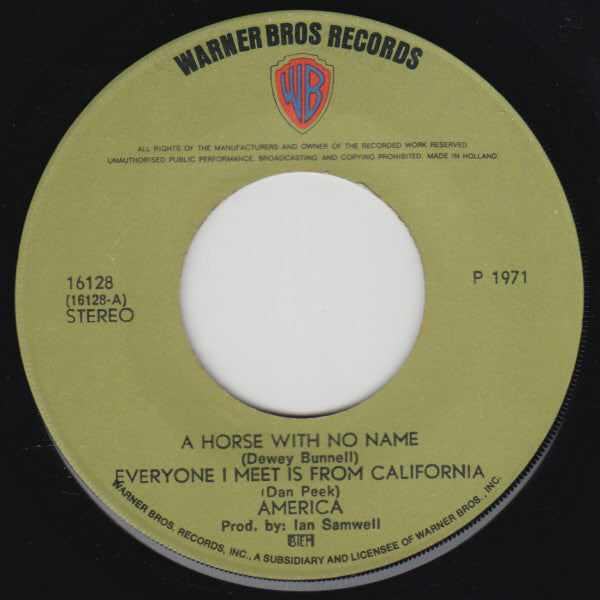 America (2) : A Horse With No Name / Everyone I Meet Is From California (7", Maxi)