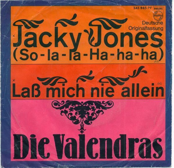 Die Valendras : Jacky Jones (So La La - Ha Ha Ha) (7", Single, Mono)
