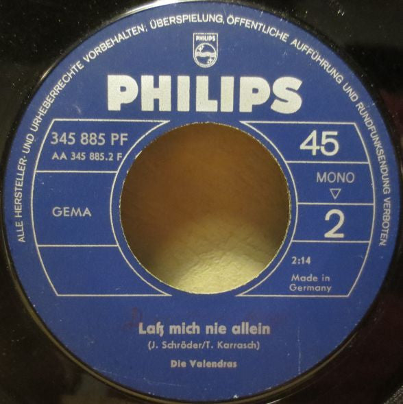 Die Valendras : Jacky Jones (So La La - Ha Ha Ha) (7", Single, Mono)