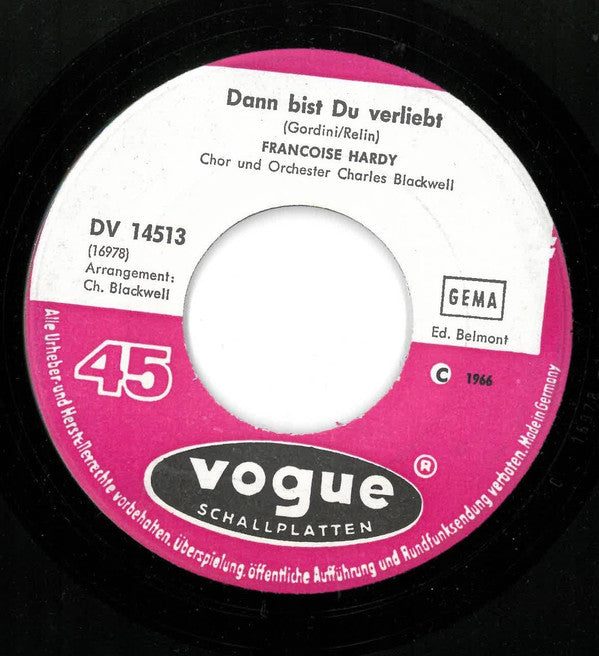 Francoise Hardy* : Dann Bist Du Verliebt (7", Single)