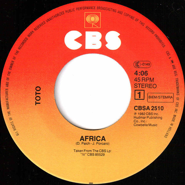 Toto : Africa (7", Single)