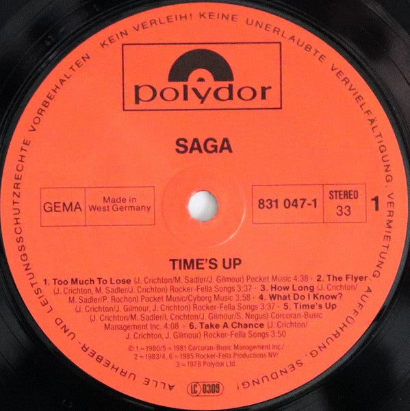 Saga (3) : Time's Up (LP, Comp)