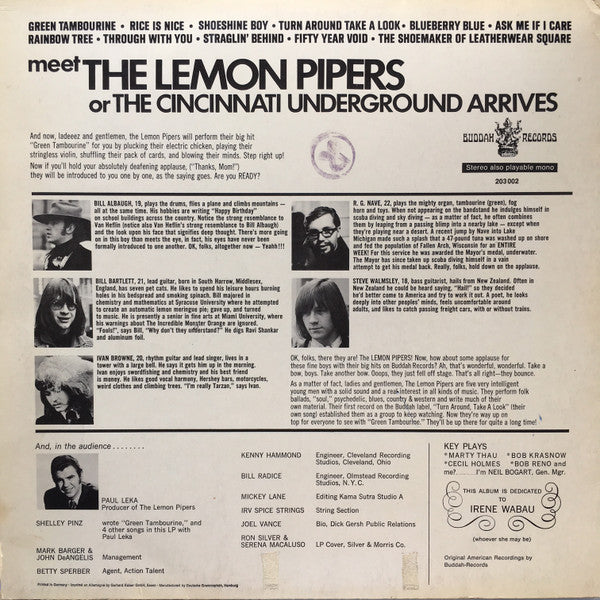 The Lemon Pipers : Green Tambourine (LP, Album)