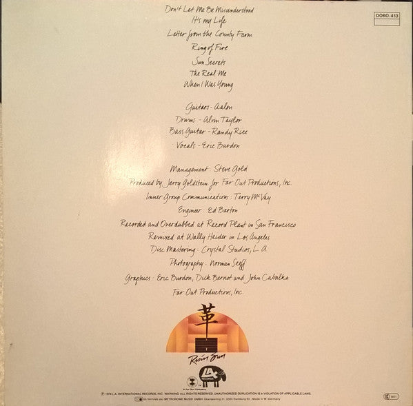 The Eric Burdon Band* : Sun Secrets (LP, Album, RE)