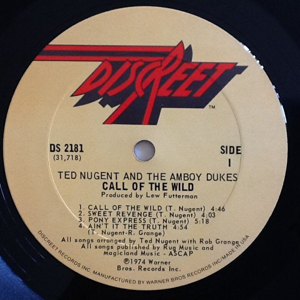 Ted Nugent & The Amboy Dukes : Call Of The Wild (LP, Album)