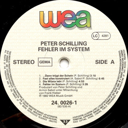 Peter Schilling : Fehler Im System (LP, Album, Lab)