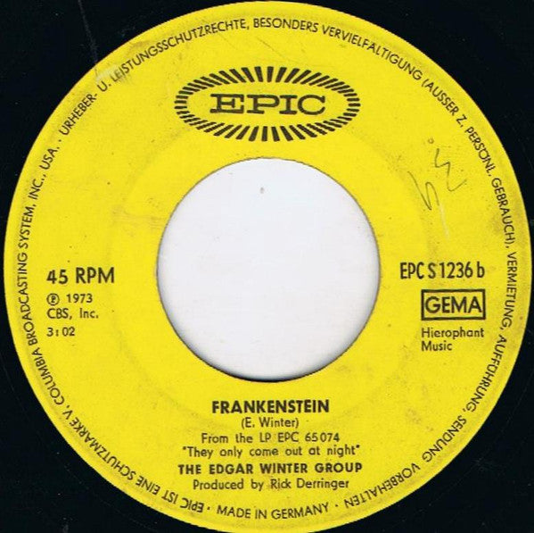 The Edgar Winter Group : Hangin' Around (7", Single)