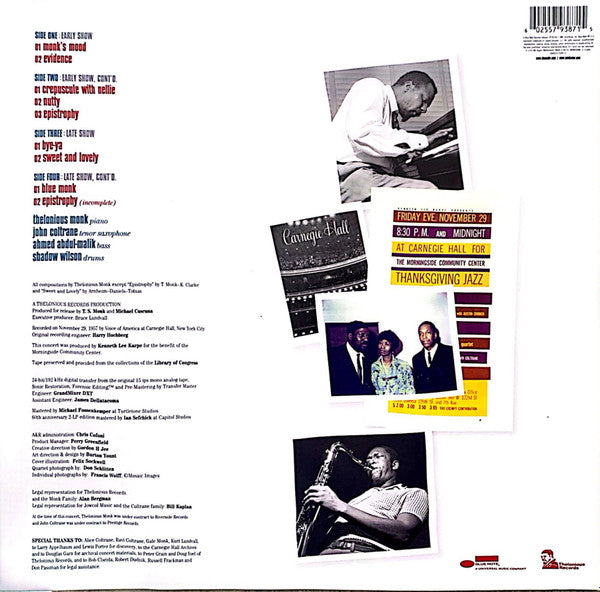 Thelonious Monk Quartet* With John Coltrane : At Carnegie Hall (2xLP, Album, Mono, RP)