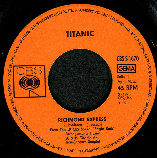 Titanic (3) : Richmond Express / Heia Valenga (7", Single)