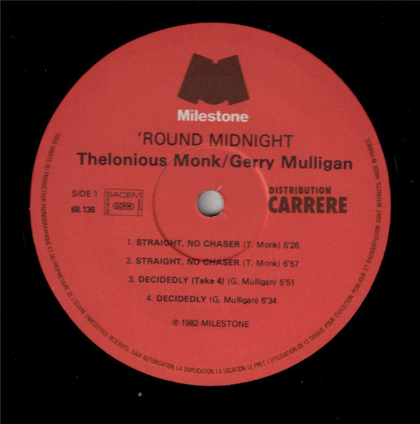 Thelonious Monk / Gerry Mulligan : 'Round Midnight (2xLP, Comp, Gat)