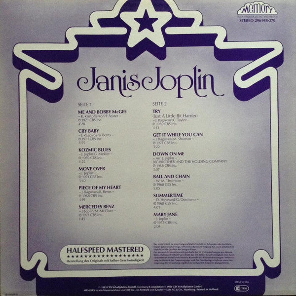 Janis Joplin : Starsound Collection (LP, Comp, Hal)