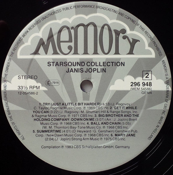 Janis Joplin : Starsound Collection (LP, Comp, Hal)