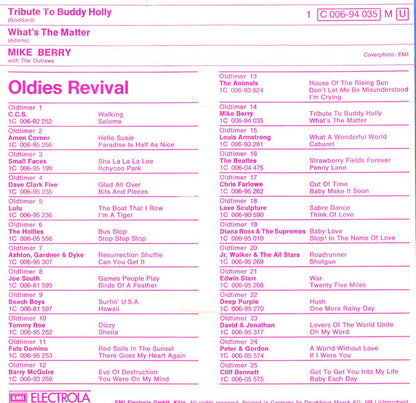 Mike Berry With The Outlaws (3) : Tribute To Buddy Holly (7", Single, Mono, RE)