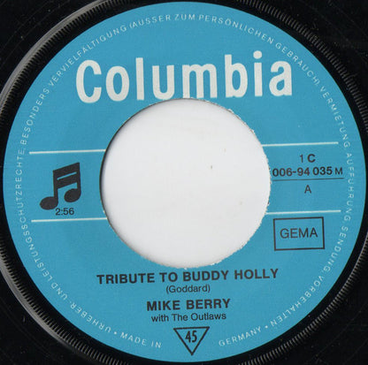 Mike Berry With The Outlaws (3) : Tribute To Buddy Holly (7", Single, Mono, RE)