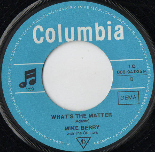 Mike Berry With The Outlaws (3) : Tribute To Buddy Holly (7", Single, Mono, RE)