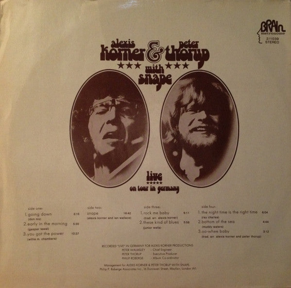 Alexis Korner & Peter Thorup With Snape : Live  On Tour In Germany (2xLP, Album)
