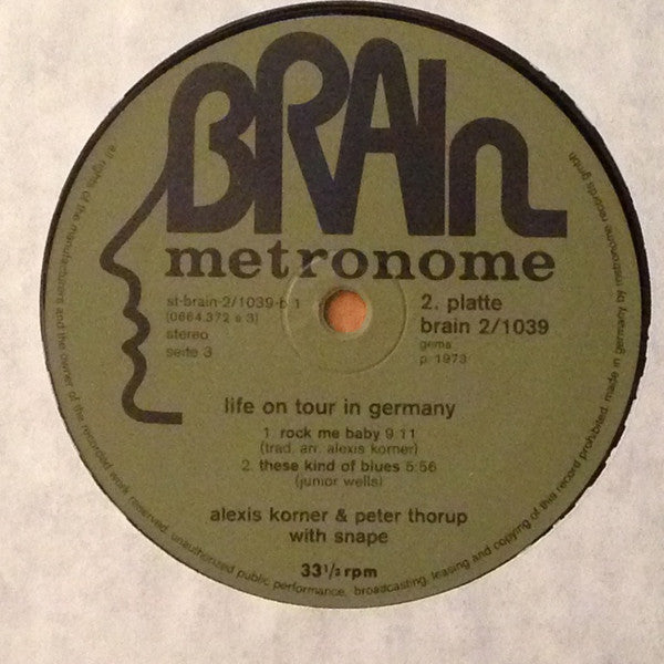 Alexis Korner & Peter Thorup With Snape : Live  On Tour In Germany (2xLP, Album)