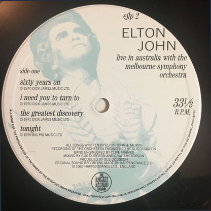 Elton John : Live In Australia (With The Melbourne Symphony Orchestra) (2xLP)