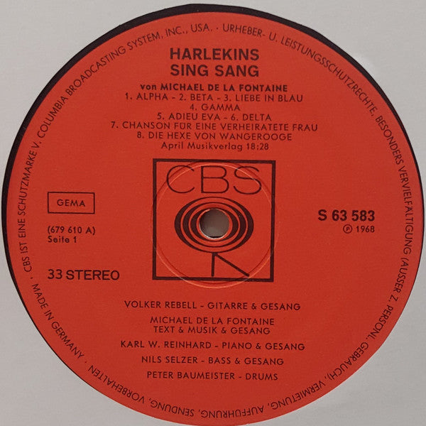 Michael De La Fontaine : Harlekins Sing Sang (LP, Album)