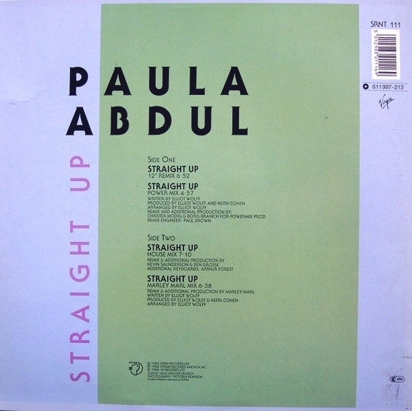 Paula Abdul : Straight Up (12", Single, Gre)