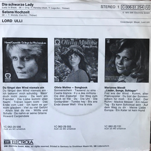 Lord Ulli : Die Schwarze Lady / Satans Hochzeit (7")