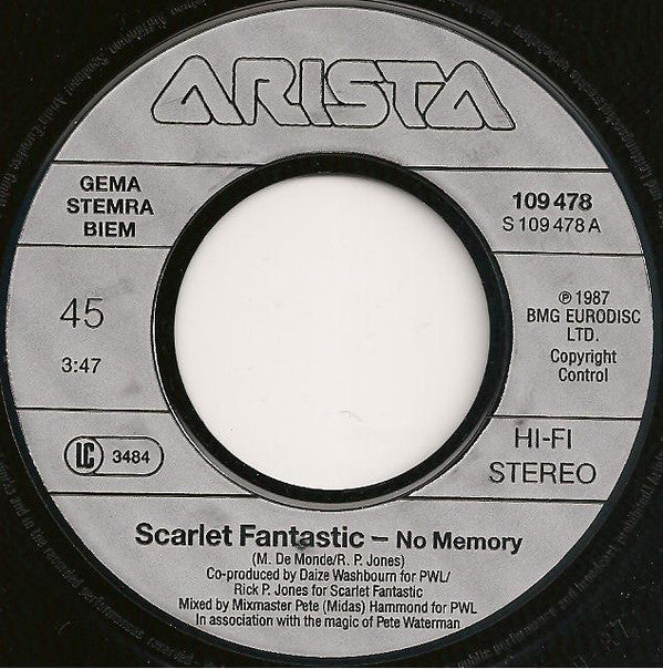 Scarlet Fantastic : No Memory (7", Single)