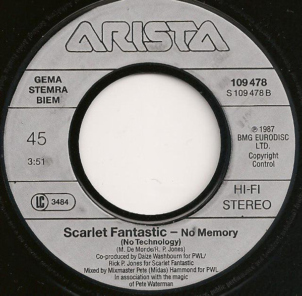 Scarlet Fantastic : No Memory (7", Single)