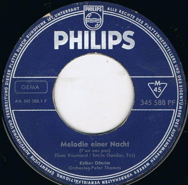 Esther Ofarim : Melodie Einer Nacht (T'en Vas Pas) / Komm Doch Zu Mir (7", Single, Mono)