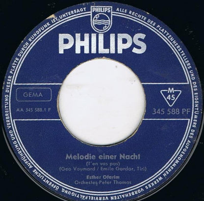 Esther Ofarim : Melodie Einer Nacht (T'en Vas Pas) / Komm Doch Zu Mir (7", Single, Mono)