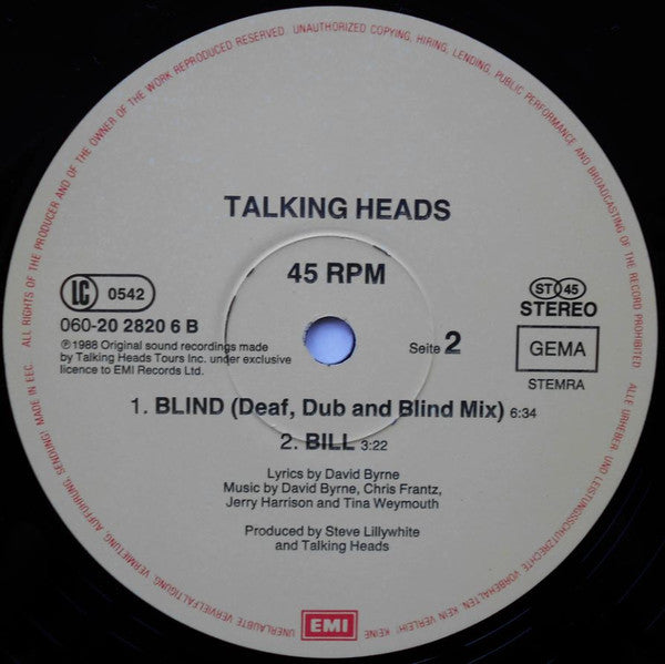 Talking Heads : Blind (12", Single)