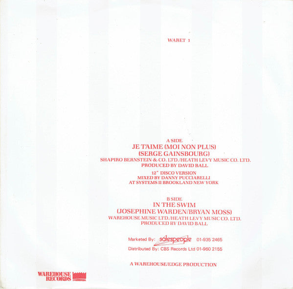 Vicious Pink Phenomena : Je T'aime (12", Single)