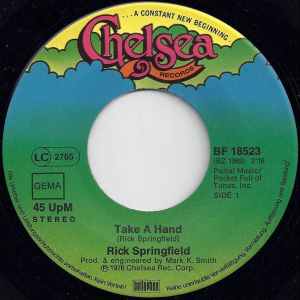 Rick Springfield : Take A Hand (7", Single)