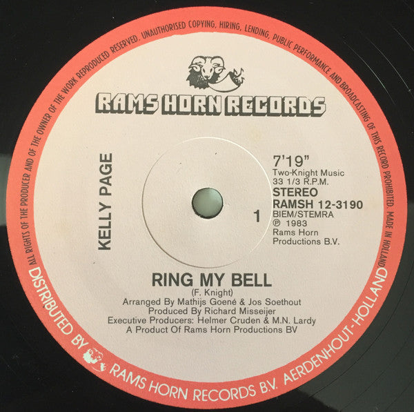 Kelly Page : Ring My Bell (12", Single)